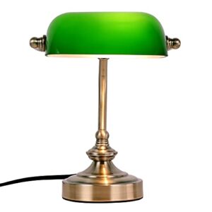 firvre green glass bankers desk lamp traditional classic retro mini desk light plug-in for bedroom headboard workplace office desk library