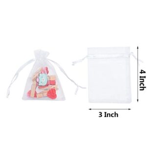 Tendwarm 50 PCS Sheer Organza Bags 3x4 Inches Wedding Favor Bags with Drawstring Mesh Candy Bags Jewelry Pouches