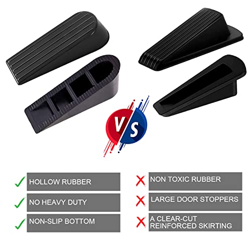 Big Door Stopper Heavy Duty Wedge -Rubber Door Stoppers for Bottom of Door - Security Bar Door Stops for Concrete, Tile and Carpet Floors (2 Pack)