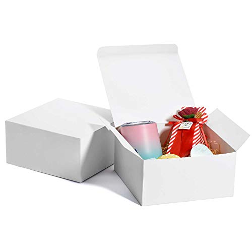 MESHA 8x8x4inches Small Gift Boxes With Lids for Presents,10Pcs Bridesmaid Proposal Box for Gifts,Small White Boxes for Gifts, Paper Wedding Favor Boxes,Birthday Gift Box Bulk, Party Favor Boxes