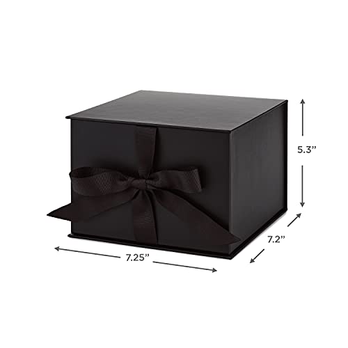 Hallmark 7" Large Black Gift Box with Lid and Shredded Paper Fill for Christmas, Hanukkah, Fathers Day, Graduations, Weddings, Birthdays, Grooms Gifts, Engagements, 1 Count (Pack of 1)