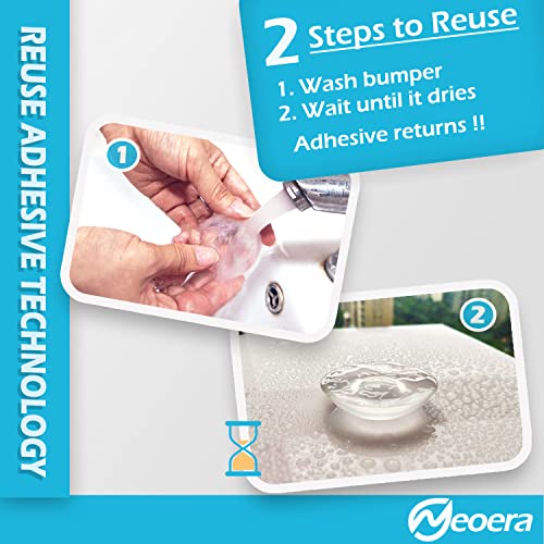 Neoera Door Stopper Wall Protector (Clear, 8pack)-Quiet, Shock Absorbent Gel - Adhesive Reusable Bumper Protector, Wall Shield & Silencer for Door Handle, Soft Rubber Round Door Stop 1.57 inch