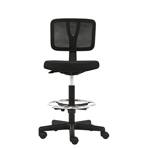 Amazon Basics Mid-back Mesh Office Drafting Chair Stool with Adjustable Footrest