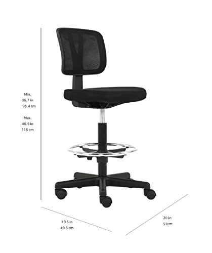 Amazon Basics Mid-back Mesh Office Drafting Chair Stool with Adjustable Footrest