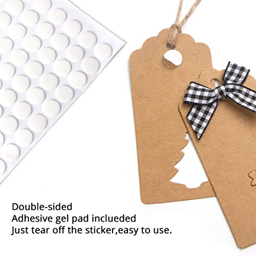 Ribbli 50 PCS Black and White Gingham Craft Ribbon Bows,Mini Checked Ribbon Bows Appliques,Use for Christmas Gift Tag Ornament,Bottle Decor,DIY Craft (1.65” x 1.5” )