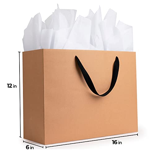 Oak North 4 pack Extra Large Gift Bags 16”x6"x12" Inches | XL Gift Bags with Handles and White Gift Paper | Eco-Friendly Birthday Bag | Reusable Large Present Bag and Shopping Party Bags