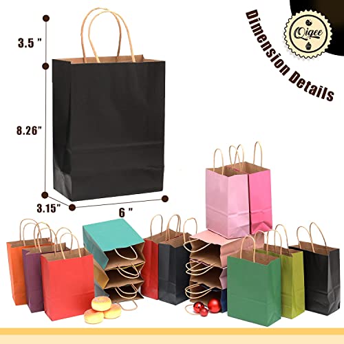 32-Packs Paper Bags with Handles Bulk 8.26"×6"×3.15" Small Gift Bags 16 Different Senior Color Bags Multiple Uses（Small Size）