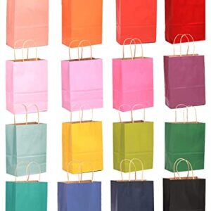 32-Packs Paper Bags with Handles Bulk 8.26"×6"×3.15" Small Gift Bags 16 Different Senior Color Bags Multiple Uses（Small Size）