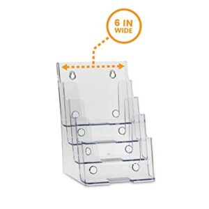 Dazzling Displays Clear Acrylic 4-Tier Brochure Holder for 6"W x 9"H - Half-Page Material (1)