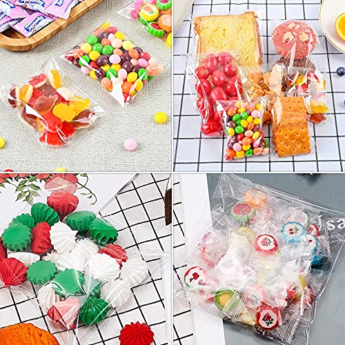 Cookie Bags Cellophane Bags Clear Cellophane Treat Bags for Cookies, 5x6 Inch Individual Cookie Bags for Gift Giving Packaging, 100PCS Plastic Self Adhesive Cookie Wrappers Candy Bags Cookie Gift Bag