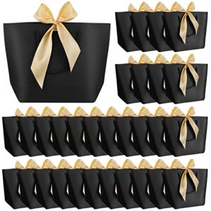 36 pack black gift bags with handles wedding party favor paper bags bulk with bow ribbons 10.6 x 7.9 x 3.5 inch welcome bags for guests birthday holiday bridesmaid celebration