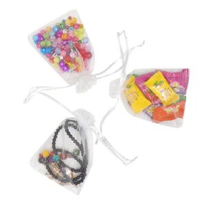 Dealglad 50Pcs White Organza Bags 3x4 Inch, Sheer Wedding Party Favor Bags with Drawstring, Jewelry Gift Bags Christmas Candy Pouches