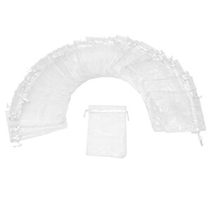 Dealglad 50Pcs White Organza Bags 3x4 Inch, Sheer Wedding Party Favor Bags with Drawstring, Jewelry Gift Bags Christmas Candy Pouches