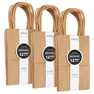 Juvale Small Kraft Party Favor Gift Bags with Handles for Birthday (8.5 x 5.25 in, 36 Count)