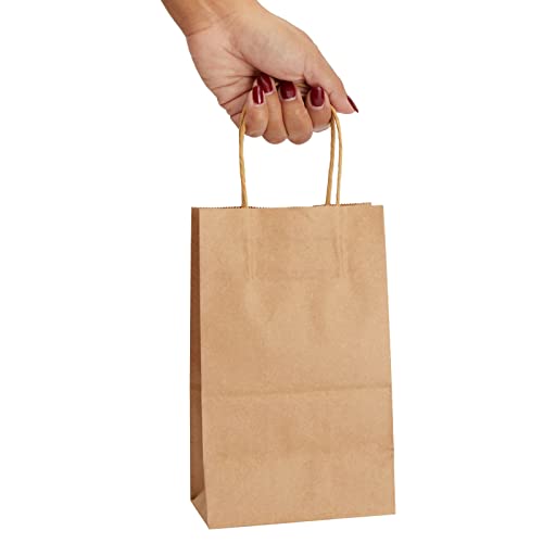 Juvale Small Kraft Party Favor Gift Bags with Handles for Birthday (8.5 x 5.25 in, 36 Count)