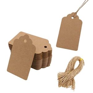 200pcs kraft paper gift tags with string, blank gift bags tags price tags(brown)