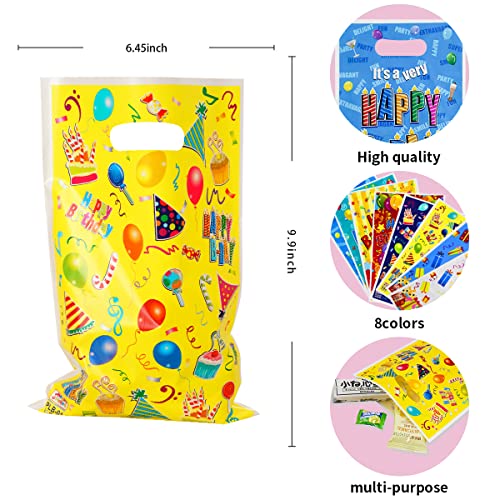 HABILE 120 plastic birthday party gift bags, thick gift bags with handles, and shiny plastic party candy bags, suitable for various holiday parties