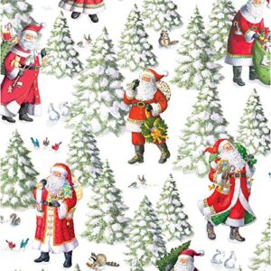 caspari woodland santa gift wrapping paper – two 30 in. x 8 ft. rolls