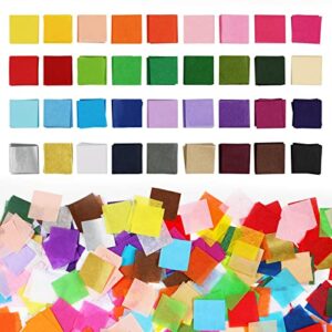 5400 pcs 1 inch tissue paper squares, 36 assorted colored tissue paper for crafts, art rainbow tissue paper bulk for art projects, collage, suncatchers, scrapbooking – non bleeding