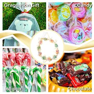 6 Pcs Graduation Lei Netting Bags White Long 3.3 Feet Candy Lei with 2 Rolls Ribbon for Graduation Wedding Party Supplies