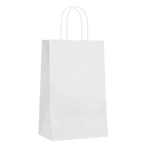 lyeasw 25 pack white paper bags with handles,5.1x3.5x8 .2 inch small gift bags bulk, kraft party favor grocery shopping bags