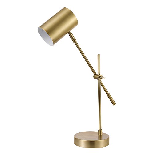 Globe Electric 52098 Pratt 20" Desk/Table Lamp, Matte Brass Finish, Adjustable Height, Balance Arm, in-Line Rocker On/Off Switch