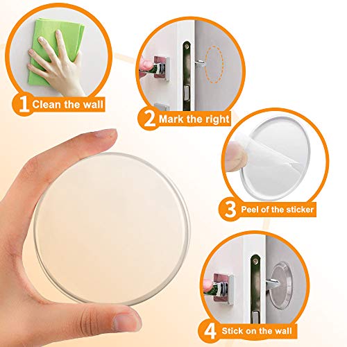 Door Stopper Wall Protector (6pack) - Adhesive Reusable Bumper Protector - Clear, Quiet, Shock Absorbent Gel, Wall Shield & Silencer for Door Handle - More Discreet Than a Door Knob Safety Cover