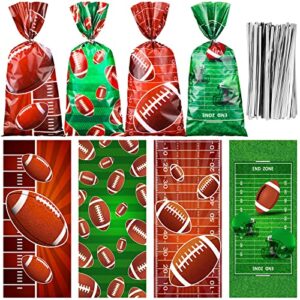 jetec 100 pcs football cellophane bags football gift treat bag goodie candy bags with ties football birthday party decorations supplies for football theme baby shower party serves