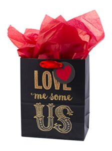 hallmark mahogany 9″ medium gift bag with tissue paper (love me some us) for anniversary, valentines day and more