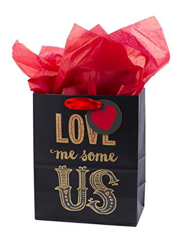 Hallmark Mahogany 9" Medium Gift Bag with Tissue Paper (Love Me Some Us) for Anniversary, Valentines Day and More