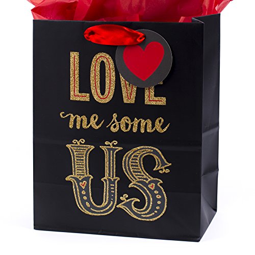 Hallmark Mahogany 9" Medium Gift Bag with Tissue Paper (Love Me Some Us) for Anniversary, Valentines Day and More