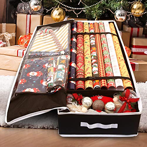 Ohuhu Wrapping Paper Storage Containers, Gift Wrap Organizer, Wrapping Paper Holder, 600D Oxford Cloth Tear-Resistant and Waterproof, 40.5'' Fits 18-24 Standers Rolls (Black)