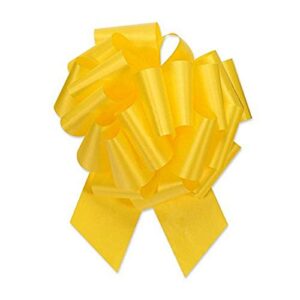 berwick offray 1.45” wide ribbon pull bow, 5.5” diameter with 20 loops, daffodil yellow