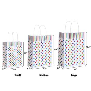 Bekoetoz 40 PCS White Kraft Paper Bags With Handles Bulk Gift Bags For Birthdays,Weddings,Baby Showers,Thanksgiving Christmas,Bridal Shower,Party Favor,Goodie Bags(Medium,Dots)