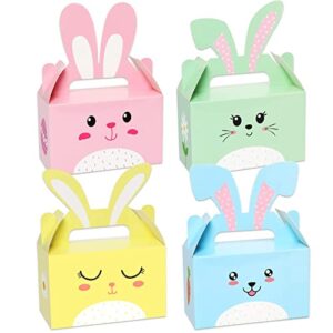 24 pack easter treat boxes happy easter party favor boxes bunny eggs gift box with handle easter basket containers candy goodies box for kids home school classroom party favor decorations supplies
