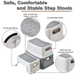 Step Stools for Kids, Toddler Step Stool for Bathroom Sink, 2 Step Stool for Toddlers, 11.8(L) X14.76(W) X9.87(H) Slip Resistant Grey 1 Pack