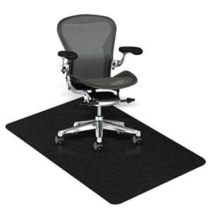 teepro office chair mat for hardwood & tile floor, 48″x36″ computer gaming rolling chair mat, multipurpose low-pile rug, large anti-slip floor protector for home & office (black)
