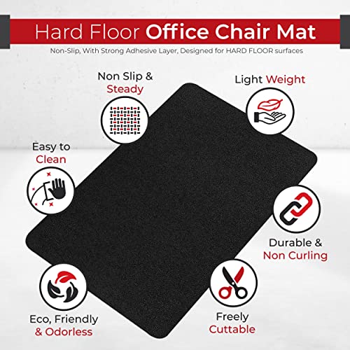 TEEPRO Office Chair Mat for Hardwood & Tile Floor, 48"x36" Computer Gaming Rolling Chair Mat, Multipurpose Low-Pile Rug, Large Anti-Slip Floor Protector for Home & Office (Black)