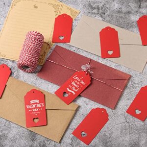 360 Pcs Valentine's Day Gift Tags Red Kraft Paper Gift Tags Valentine’s Day Hanging Gift Label Tags Red Name Price Tags with String for Wedding Birthday Party Gift Wrapping Decorations,2 x 4"