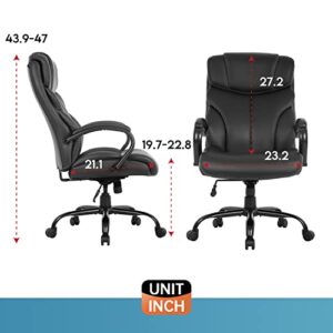 Office Chair Big and Tall 500lbs Wide Seat Desk Chair with Lumbar Support Arms High Back PU Leather Executive Task Ergonomic Computer Chair for Back Pain (Black)