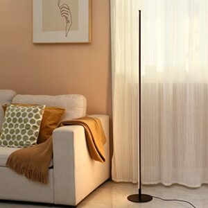 DEWENWILS 57.5" Minimalist LED Corner Floor Lamp, Set of 2 Modern Dimmable Mood Lighting, Standing Tall Floor Lamp for Living Room, Bedroom, Office, 3000K Warm White Light (Black)