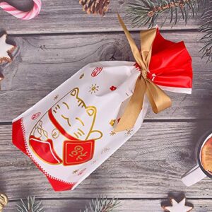 Enjonar 24pcs Treat Bags Party Favor Bags Lucky Cat Gift Bags Plastic Drawstring Bags Candy Bags Goodies Bags Gift Wrapping Bags for Birthday Wedding Baby Shower Bridal Shower Holiday Party