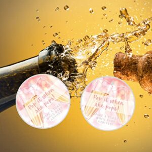 Crafters Cup Pop It When She Pops Champagne Tag | 30 Pack | 2.5'' inch Circle Tag with Pre-Cut Hole | Baby Shower Party Favor Tag | Pink Champagne Design for Baby Girl (Pop It Tag Pink), POP-CH-P-18