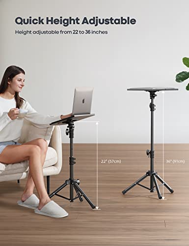 Lamicall Projector Tripod Stand, Laptop Holder - 22-36" Height Adjustable & Foldable Projector Heavy Duty Stand, Muti-Angle, Max Load 22lbs, Universal for Home, Office, Outdoor, Stage, Podium