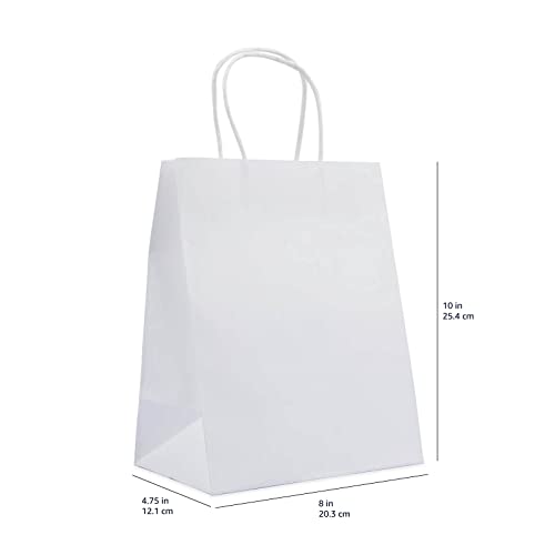 Amazon Basics Kraft Paper Bags with Handles 8x4.75x10 White, 25pack