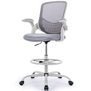 smug drafting tall office chair, with footrest, light grey