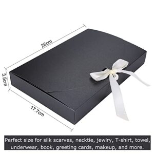 10 Pack Gift Card Boxes Large Luxury Gift Envelope Wrapping Box with Lid Ribbon Shirt Gift Box for Birthday Wedding Proposal Parties Christmas Valentine New Year Gift Present Packaging Box (Black)