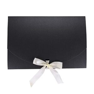 10 Pack Gift Card Boxes Large Luxury Gift Envelope Wrapping Box with Lid Ribbon Shirt Gift Box for Birthday Wedding Proposal Parties Christmas Valentine New Year Gift Present Packaging Box (Black)