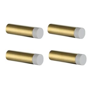 jqk door stopper, 2-7/8 inch 304 stainless steel sound dampening door stop bumper wall protetor 4 pack, brushed gold, dsb2-bg-p4