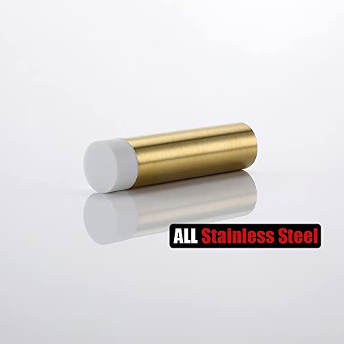 JQK Door Stopper, 2-7/8 Inch 304 Stainless Steel Sound Dampening Door Stop Bumper Wall Protetor 4 Pack, Brushed Gold, DSB2-BG-P4